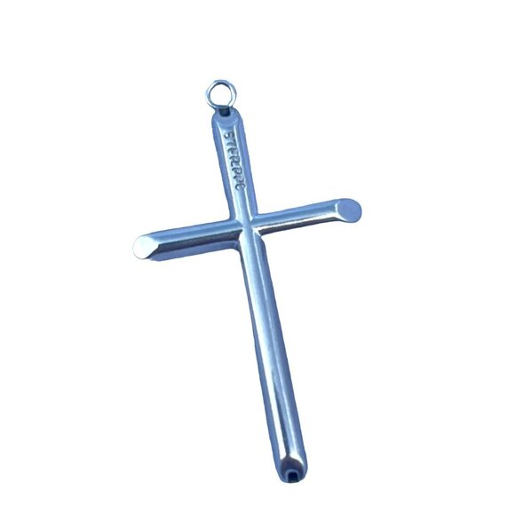 Sterling Silver Cross Pendant 925 Small Minimalist Design Religious Jewelry for - Picture 4 of 5